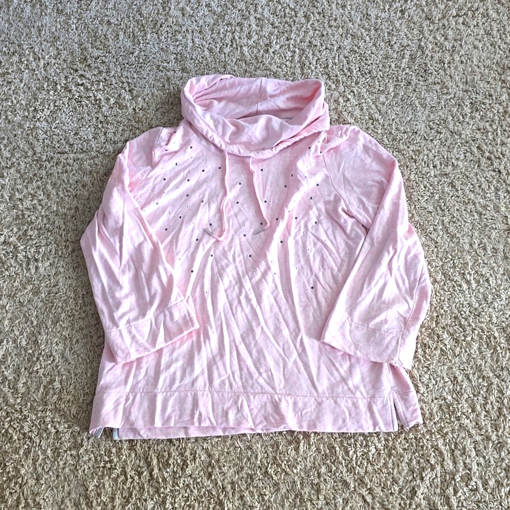 Rafaella Weekend Pink Embellished Soft Hoodie NWOT